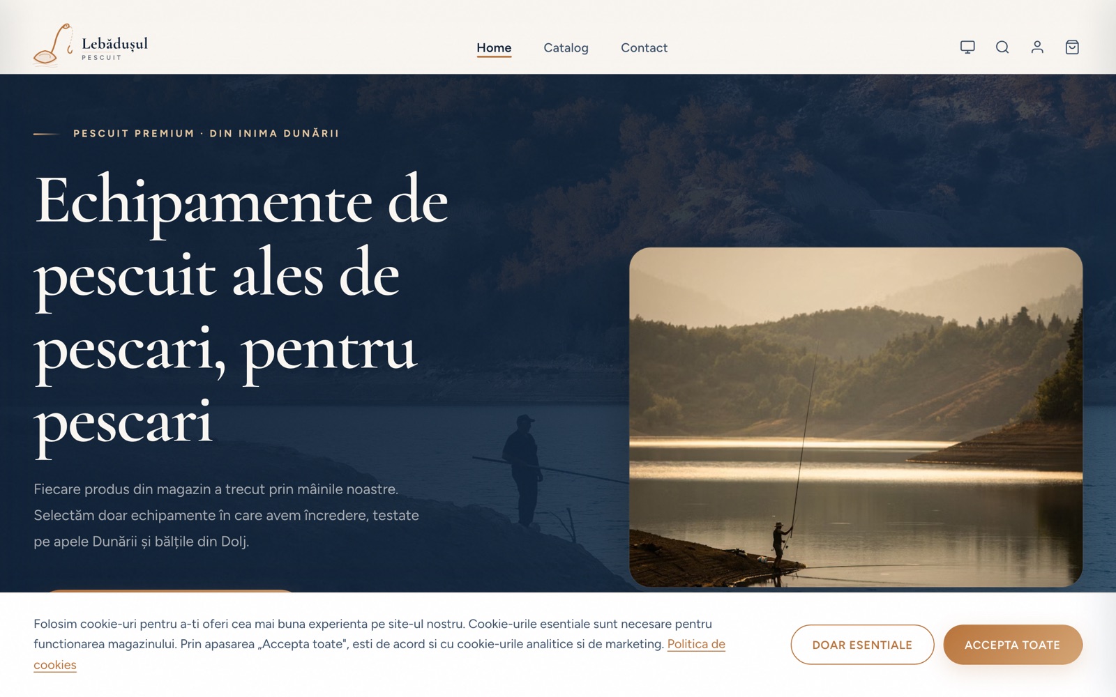 Lebădușul storefront — the live fishing-tackle homepage